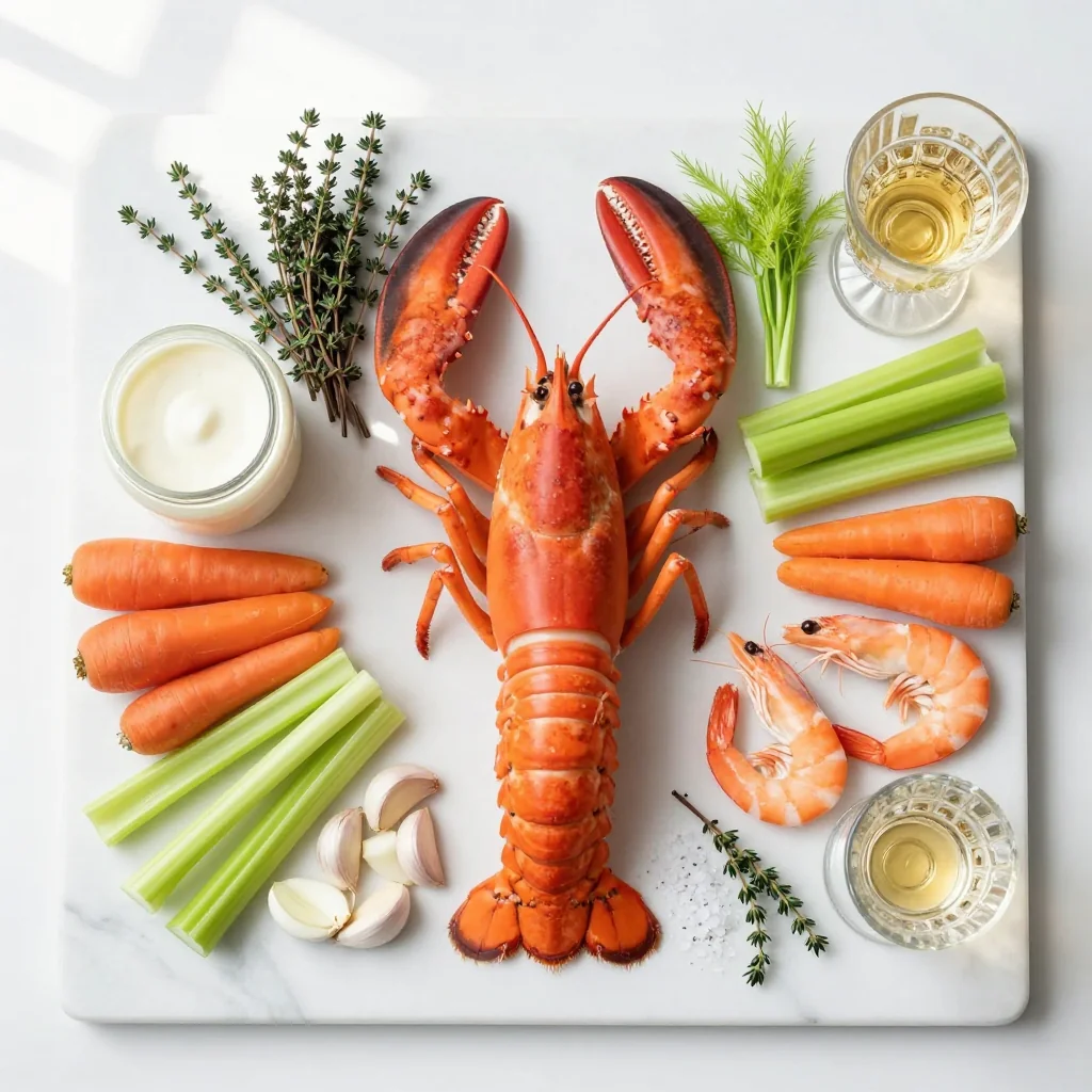 All ingredients for Lobster Bisque Creamy Seafood Soup