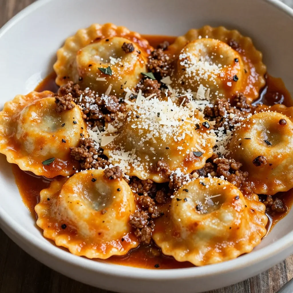 Baked Ravioli with Meat Sauce for an Easy Dinner