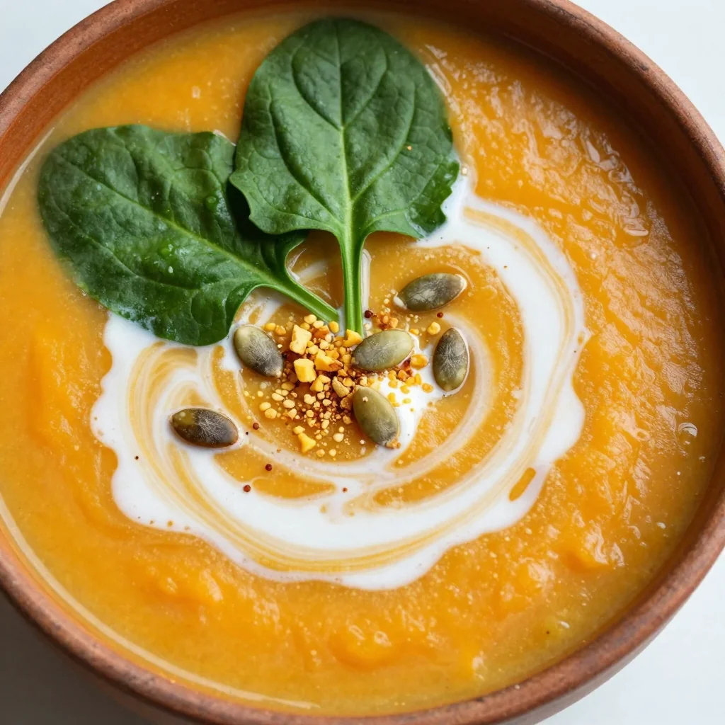 warm sweet potato and spinach soup for easy family weeknight dinners
