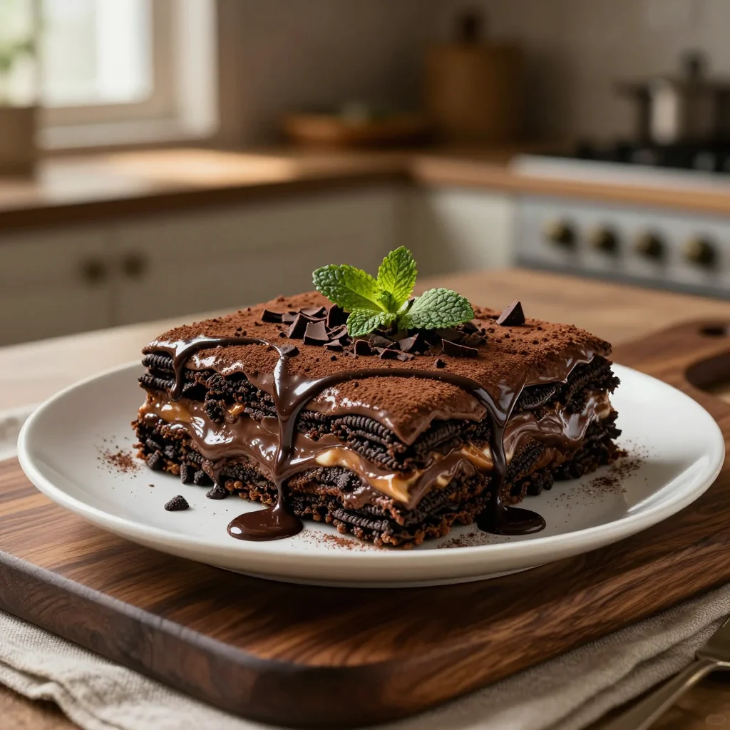 Chocolate Lasagna Dessert with Oreo Crust
