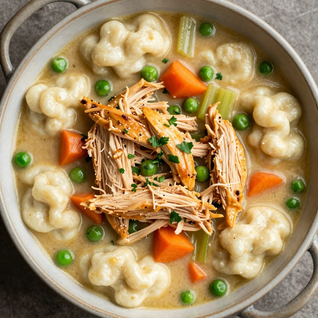 Easy Slow Cooker Chicken and Dumplings with Veggies and Gravy