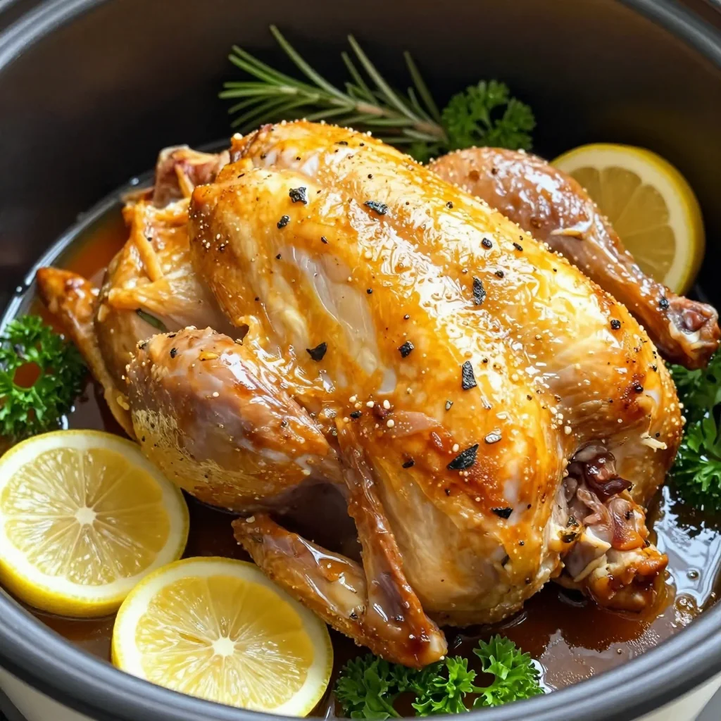 New Year's Day Slow Cooker Lemon Herb Roasted Chicken