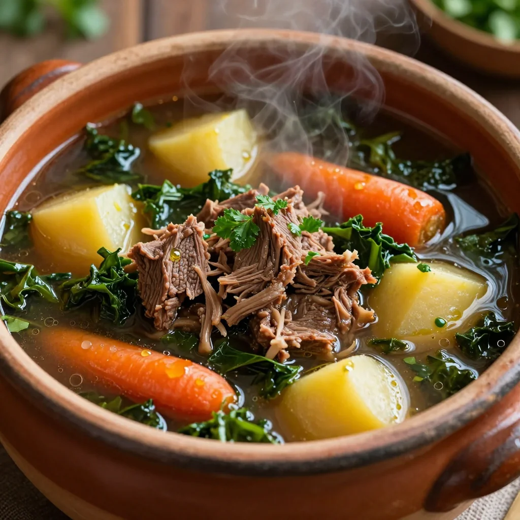 slow cooker beef and kale soup with potatoes for cold days