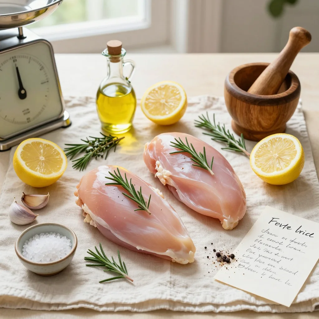 All ingredients for Grilled Chicken with Lemon Herb Marinade
