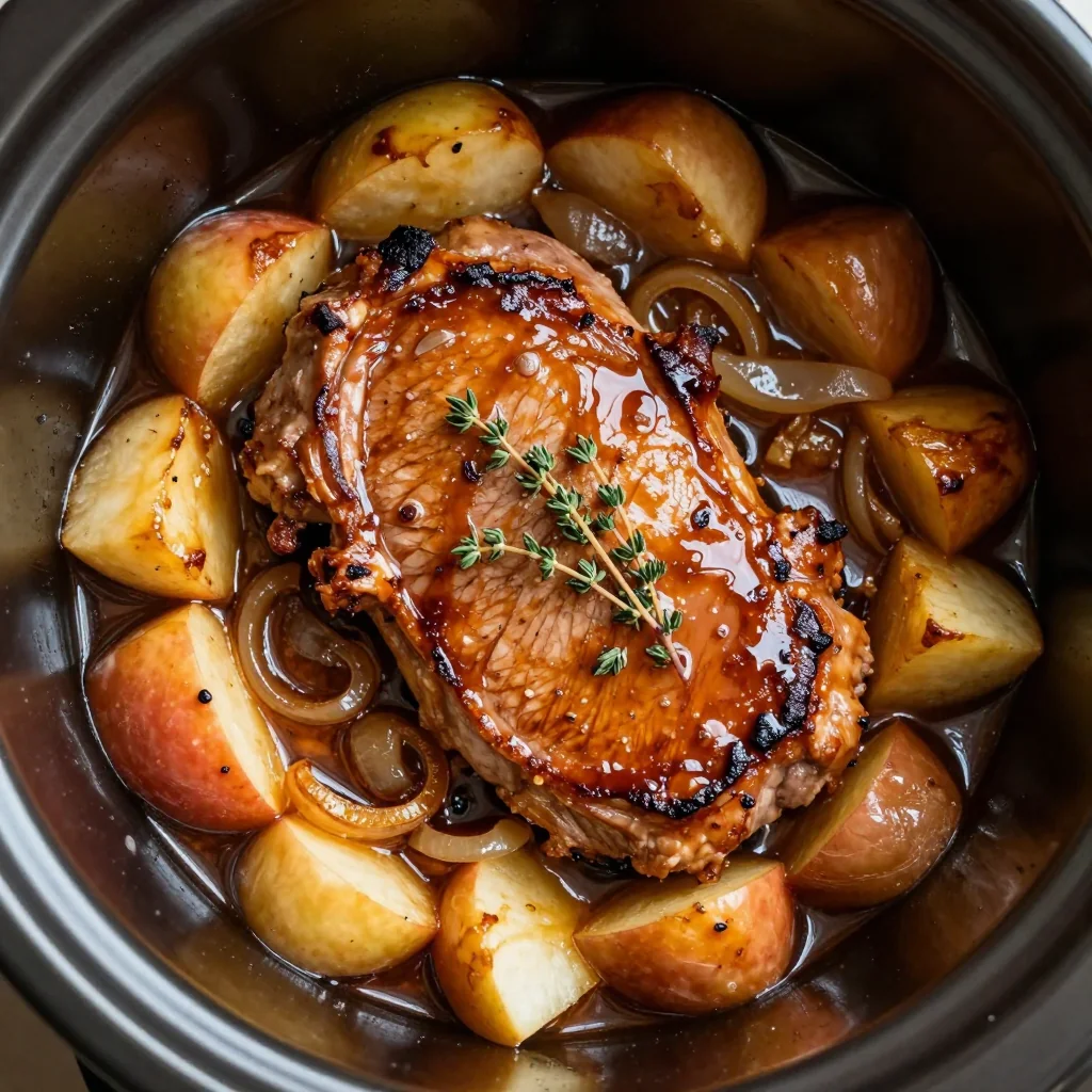New Year's Day Slow Cooker Maple Glazed Pork Chops