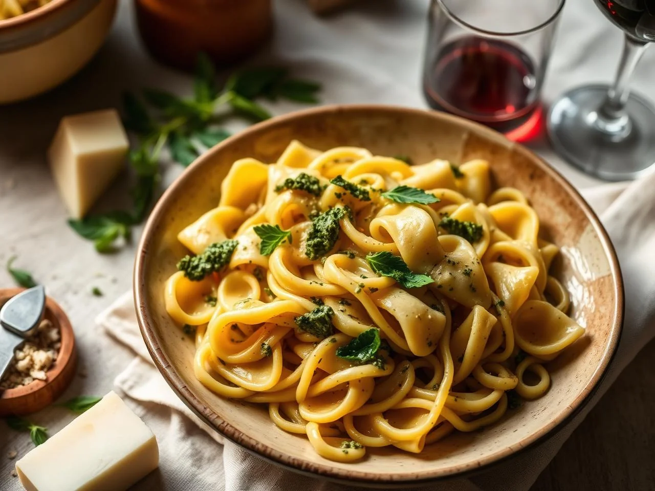 Farfalle With Creamy Pesto Sauce