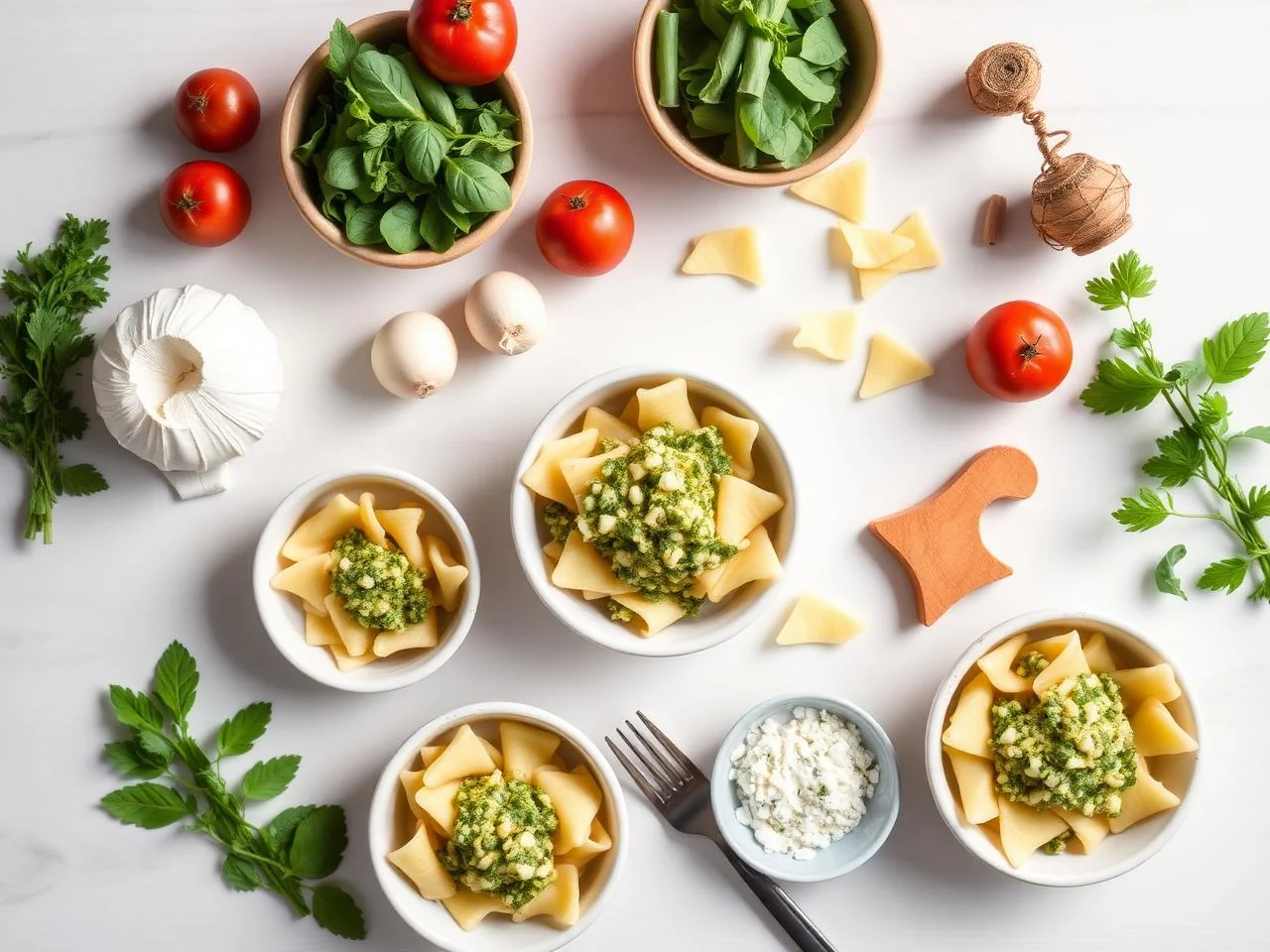 Ingredients for Farfalle With Creamy Pesto Sauce