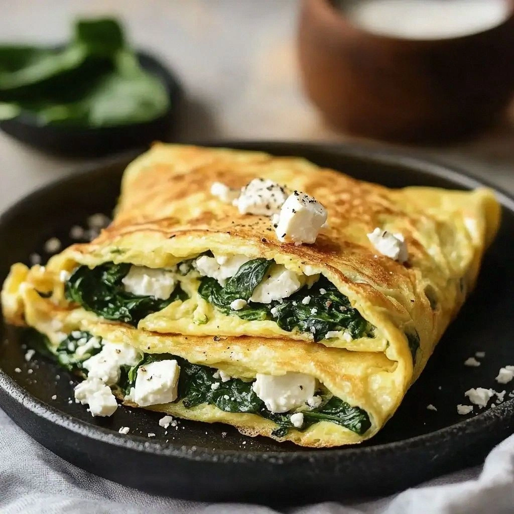 Fast Spinach and Feta Omelette