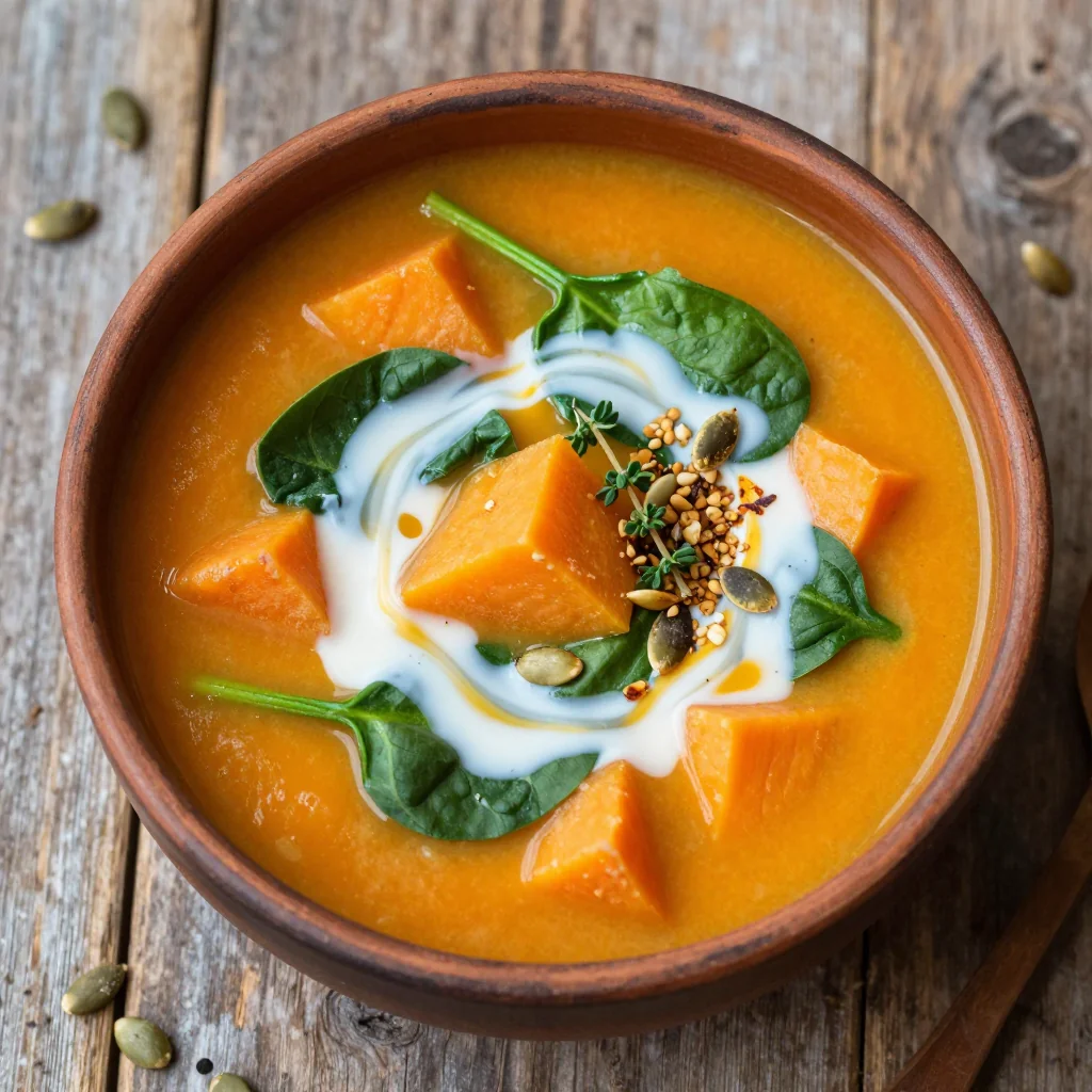 onepot sweet potato and spinach soup for warm budgetfriendly meals