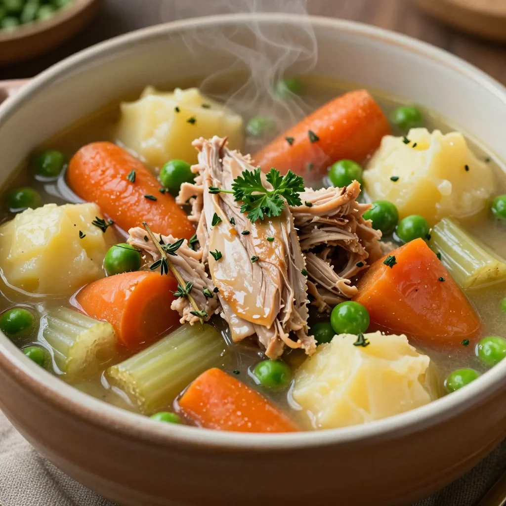 comforting slow cooker turkey stew with winter vegetables