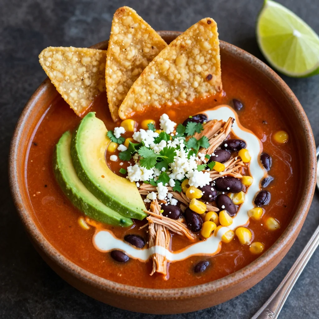 Cozy Slow Cooker Chicken Tortilla Soup That is Set and Forget