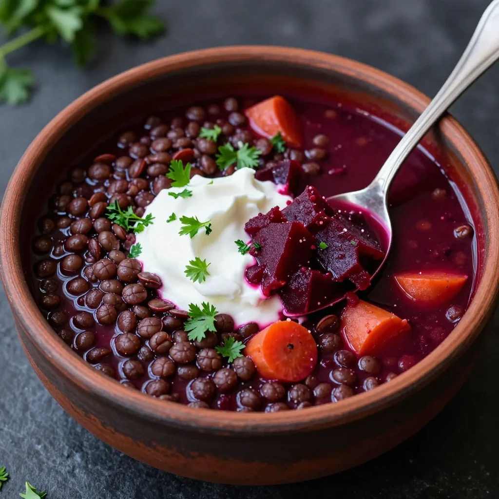 high protein lentil and beet stew to fuel chilly january evenings