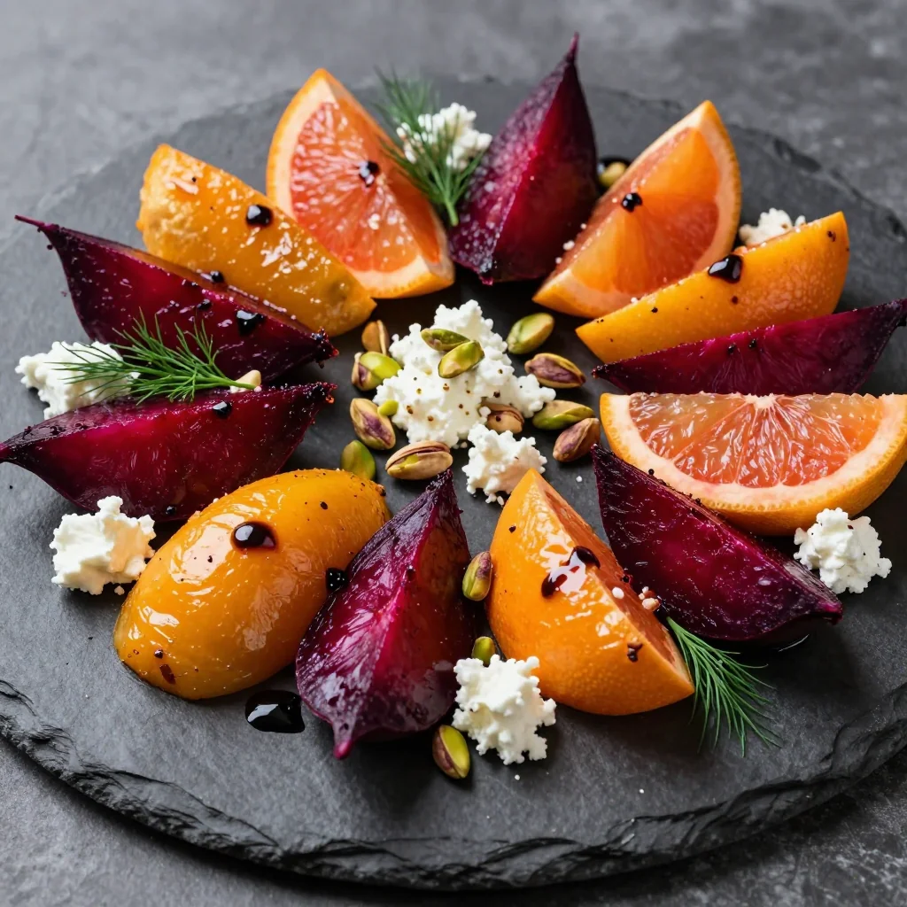 rustic roasted beet and citrus salad for winter holiday tables