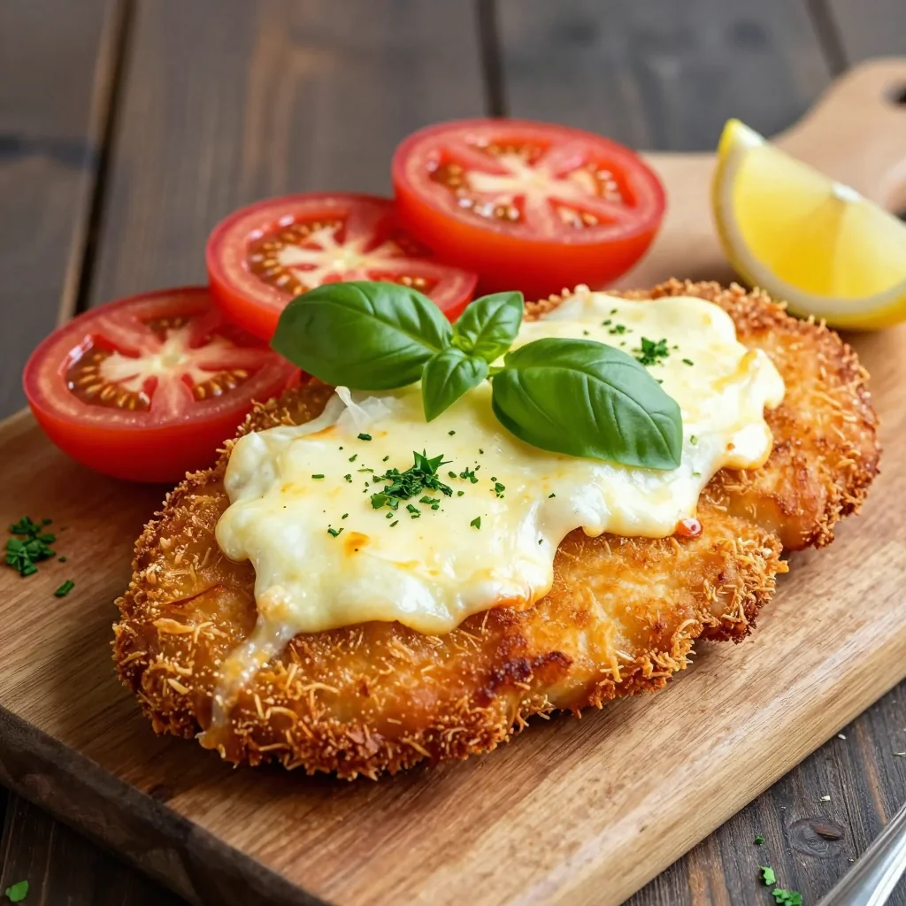 Crispy Chicken Cutlets with Mozzarella and Tomato