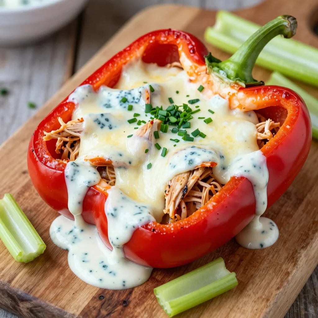 Buffalo Chicken Stuffed Peppers for NFL Playoff Dinner