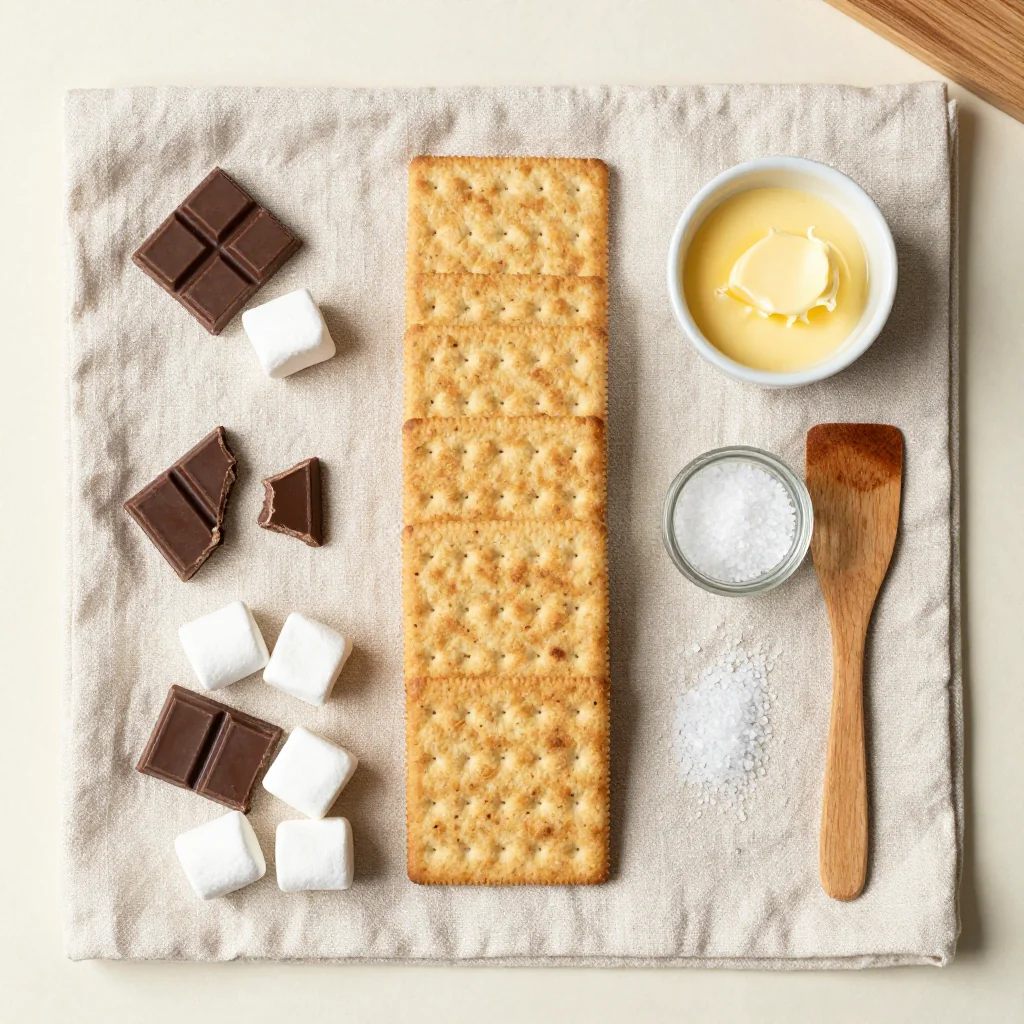 All ingredients neatly arranged for S'mores Dip