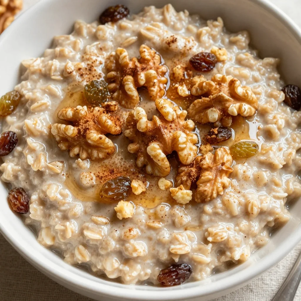 Warm Maple Cinnamon Oatmeal with Toasted Walnuts