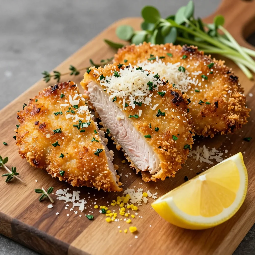 Crispy Chicken Cutlets With A Parmesan Herb Crust
