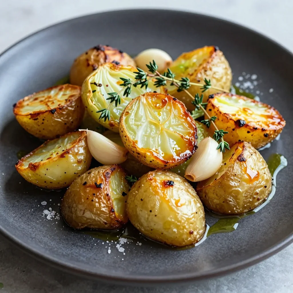 warm garlic roasted potatoes and cabbage for simple winter comfort