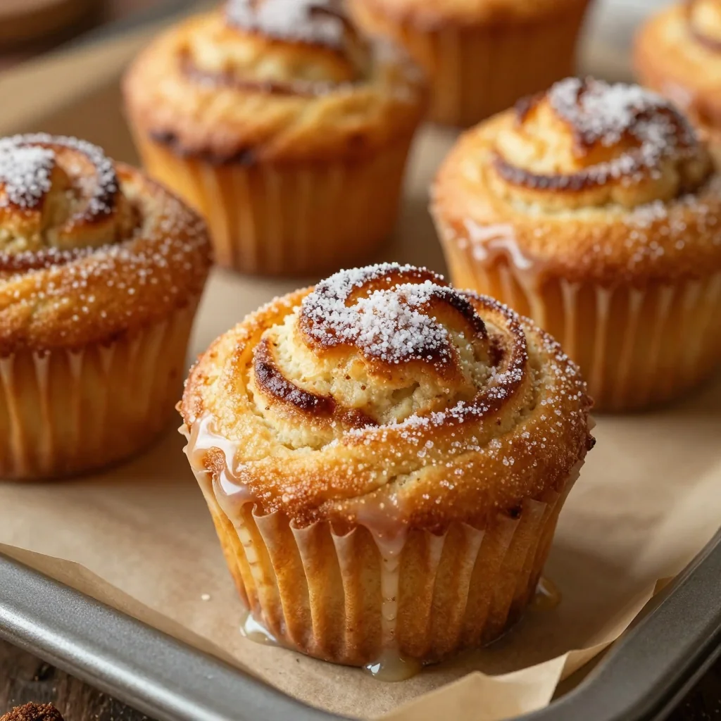 Cinnamon Roll Muffins with Cinnamon Sugar Swirl and Glaze