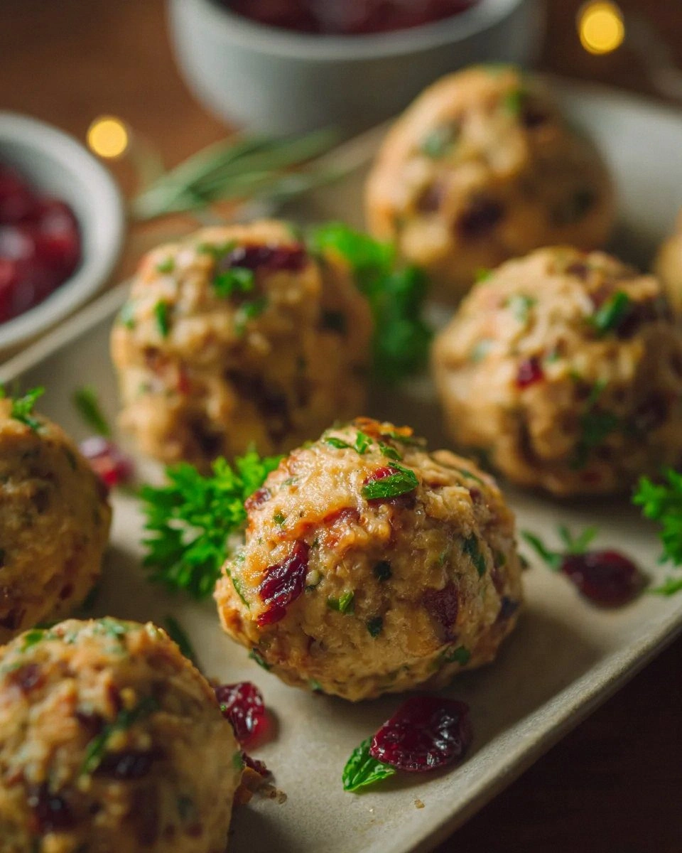 Festive Cranberry Turkey Stuffing Balls Recipe for Holidays