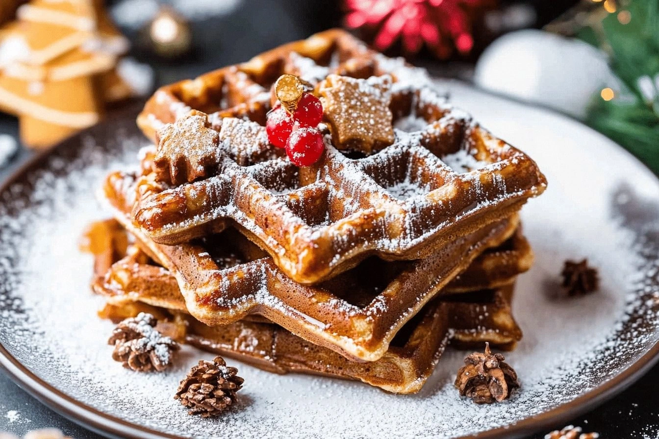 Festive Gingerbread Waffles fo