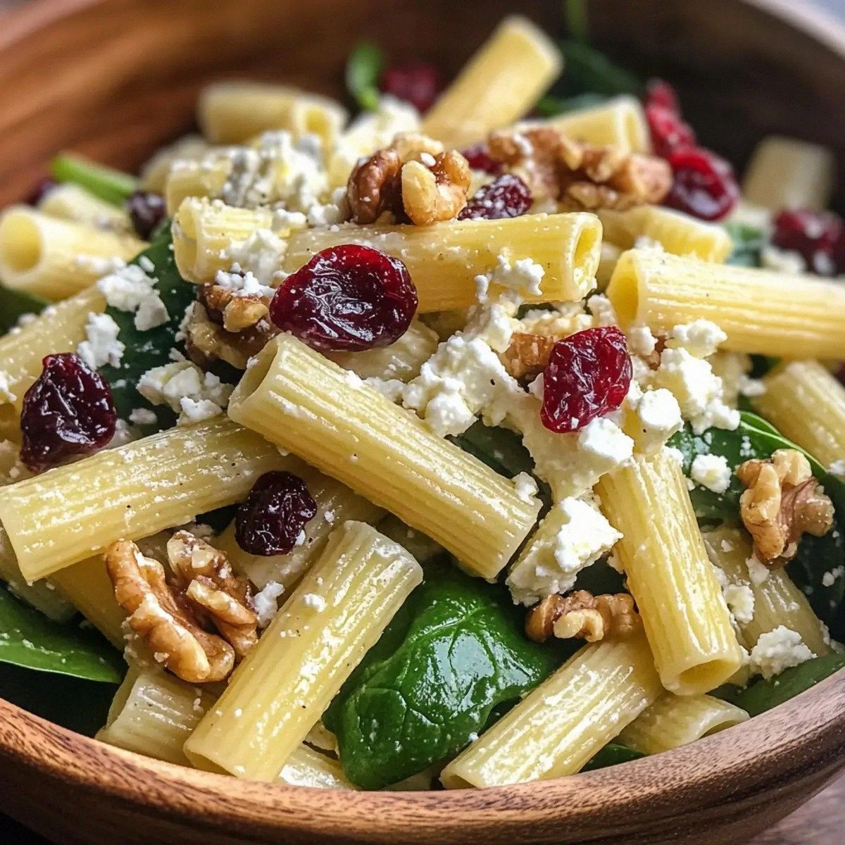 Feta & Cranberry Rigatoni Salad with Lemon Vinaigrette Magic