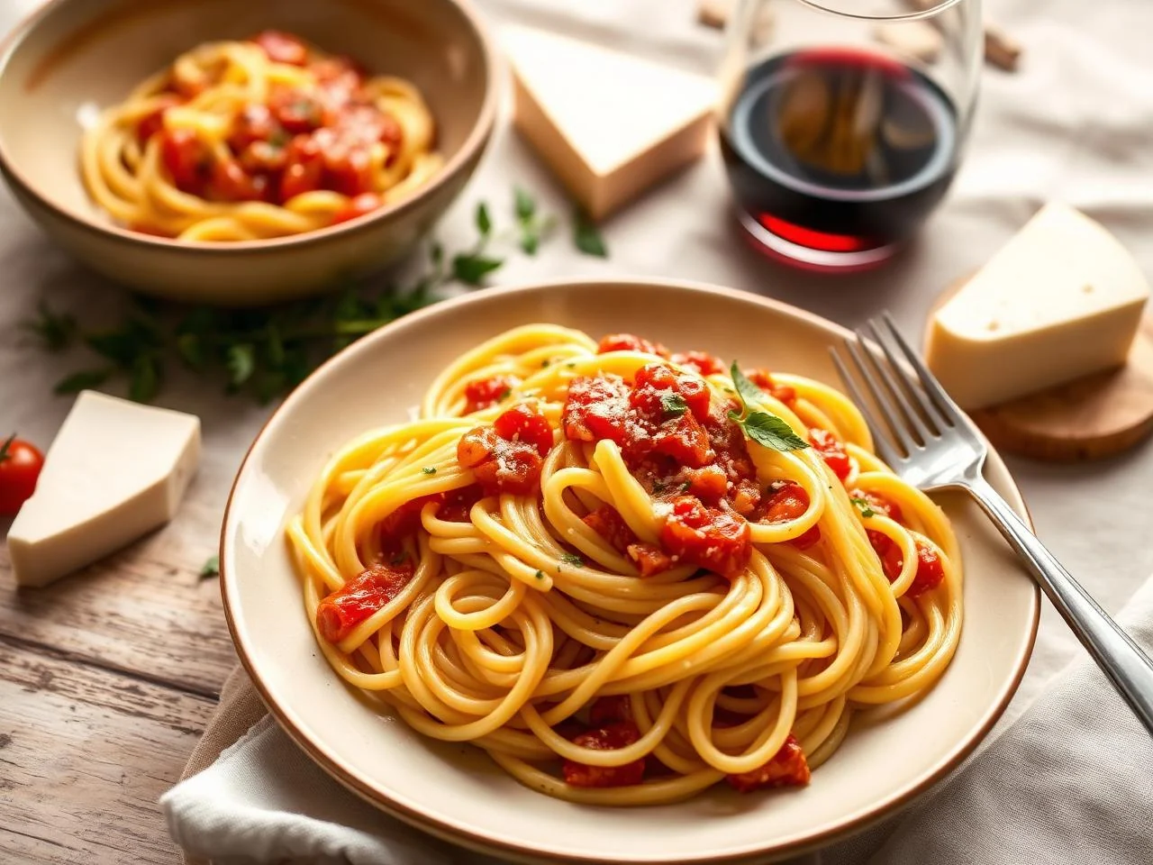 Fettuccine Alfredo With Tomato