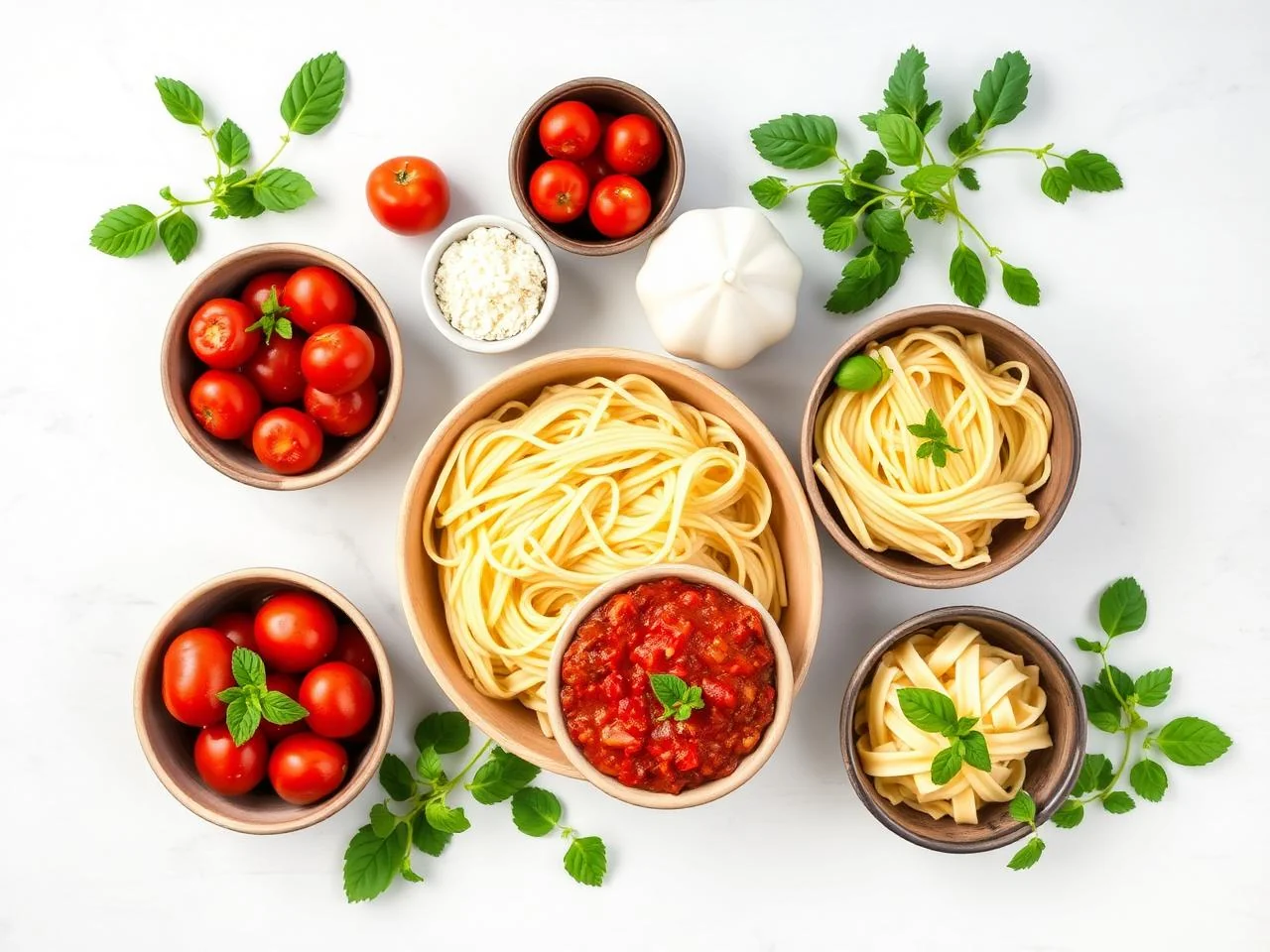 Ingredients for Fettuccine Alfredo With Tomato