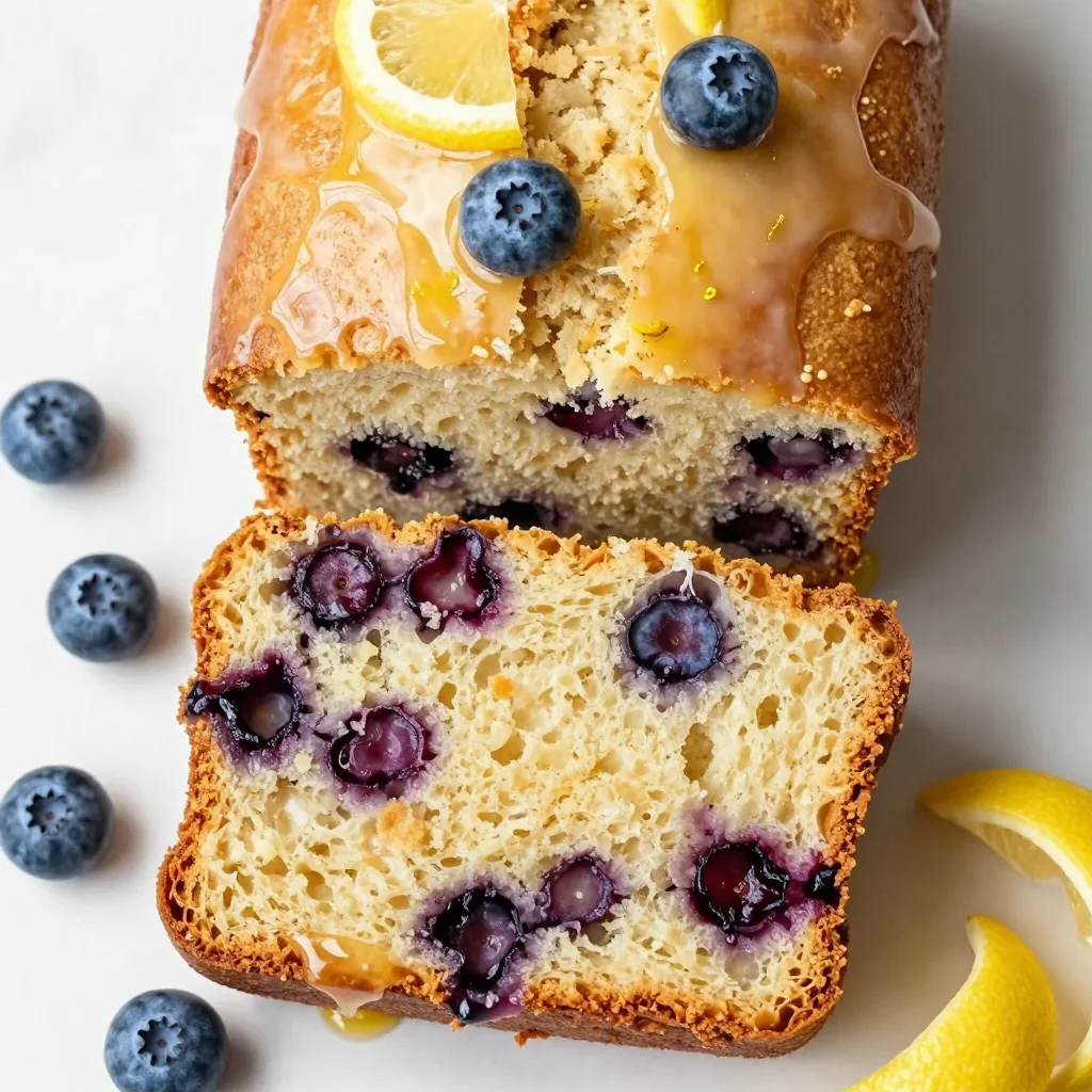 Lemon Blueberry Bread with Sweet Lemon Glaze Drizzle