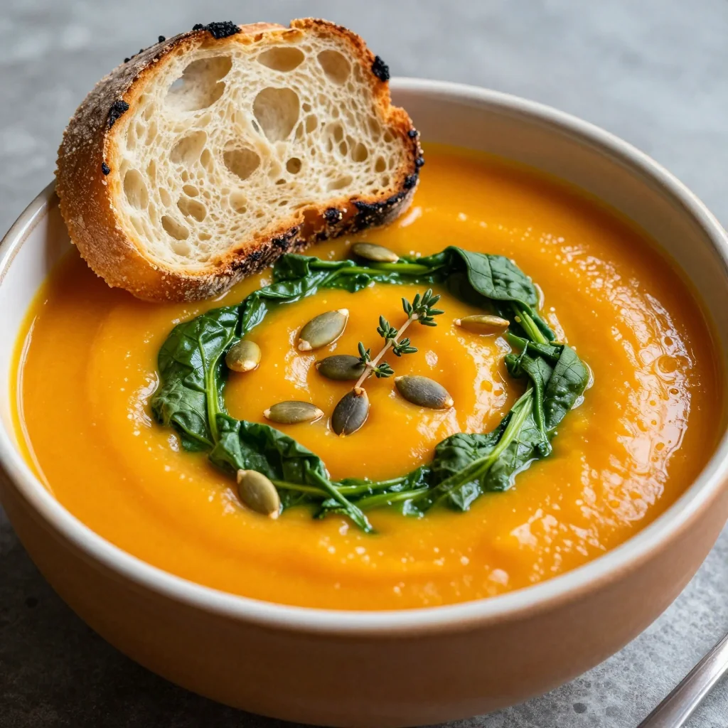 hearty sweet potato and spinach soup for cozy winter dinners
