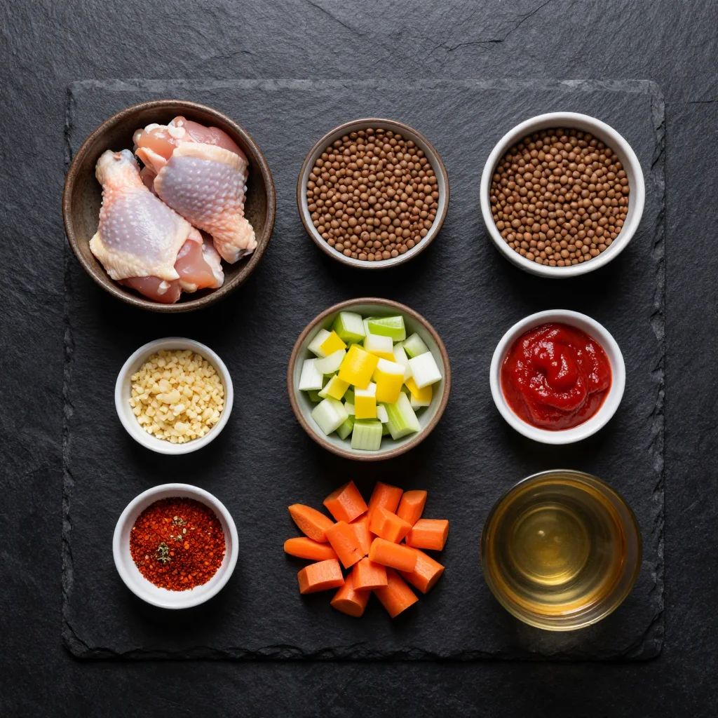 Ingredients for Easy Slow Cooker Chicken and Lentil Stew