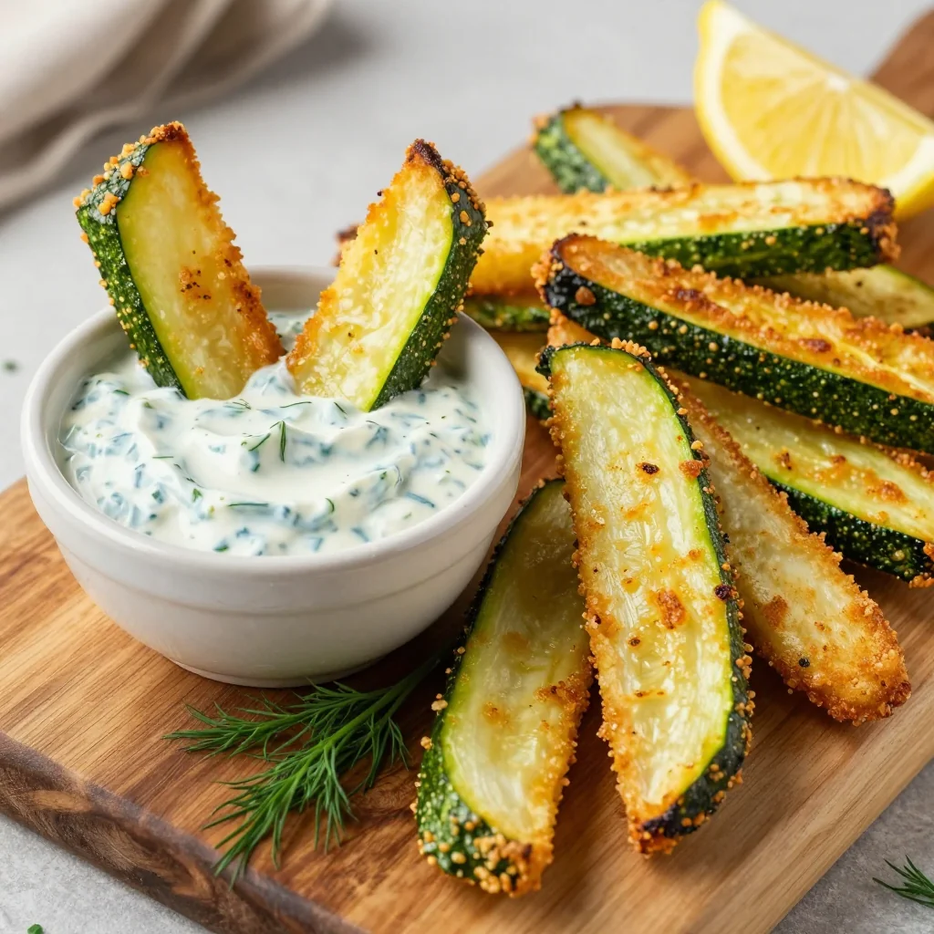 Kid-Friendly Baked Zucchini Fries with Ranch for Dipping