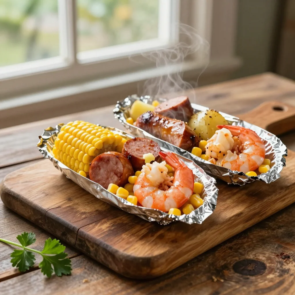 Shrimp Boil Foil Packets with Corn and Sausage