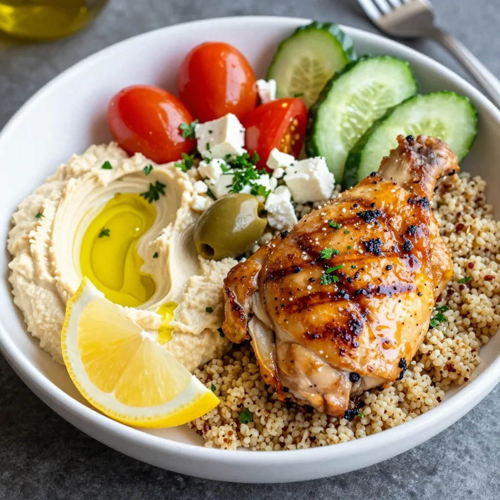 Healthy Meal Prep Mediterranean Chicken Bowls with Quinoa and Hummus