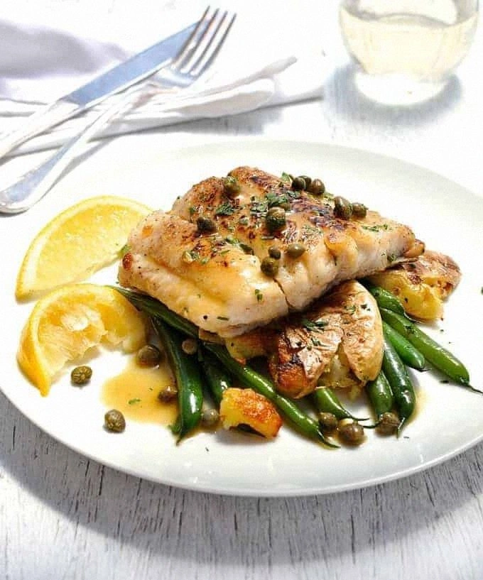 Fish Piccata With Crispy Smash