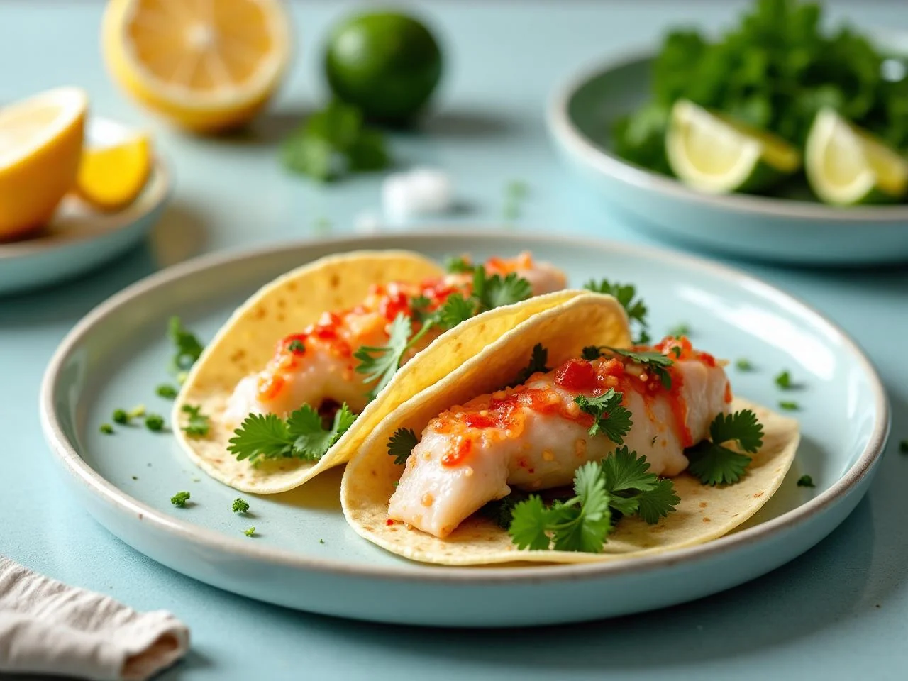 Fish Tacos with Lime Crema