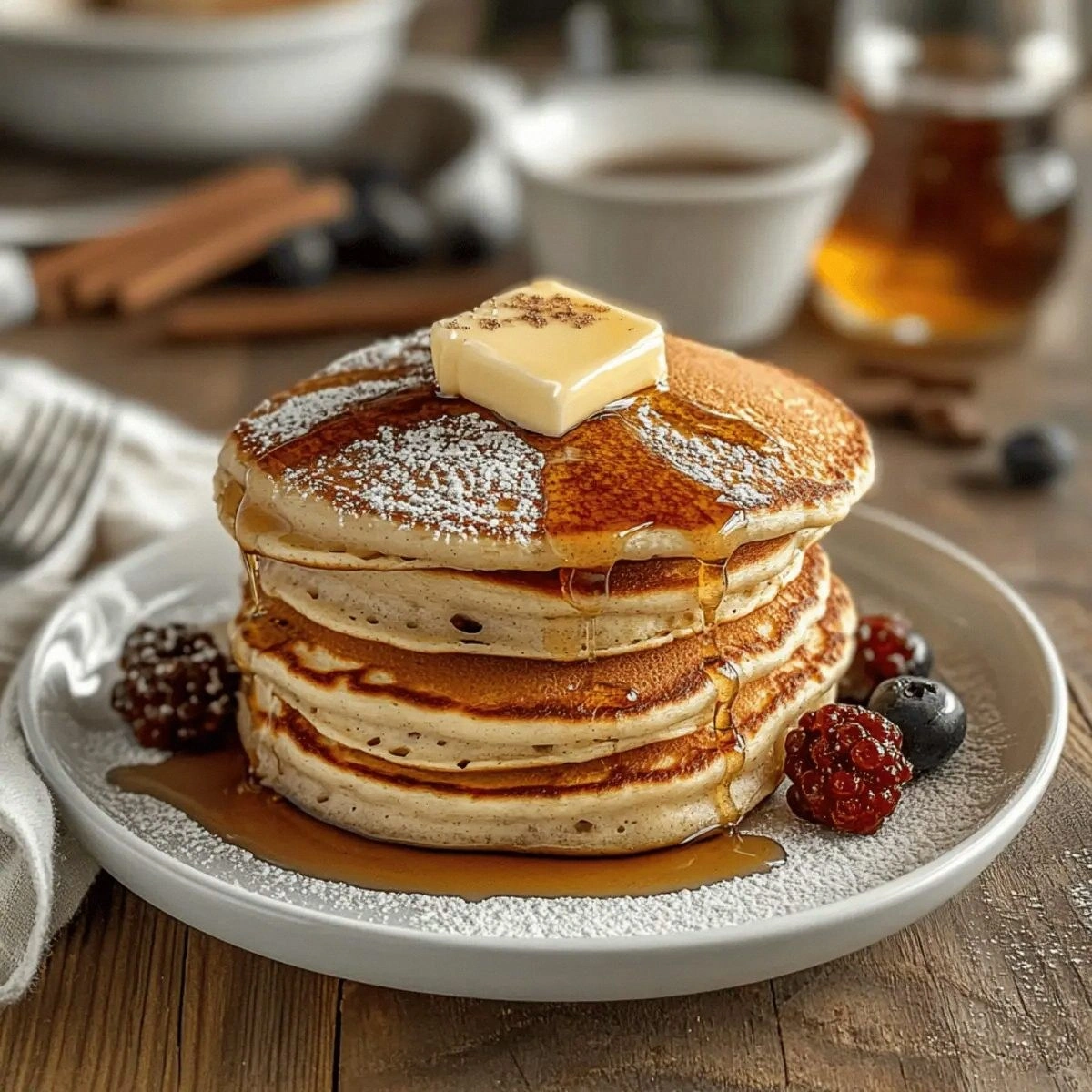 Fluffy Vanilla Cinnamon Buttermilk Pancakes for Cozy Mornings