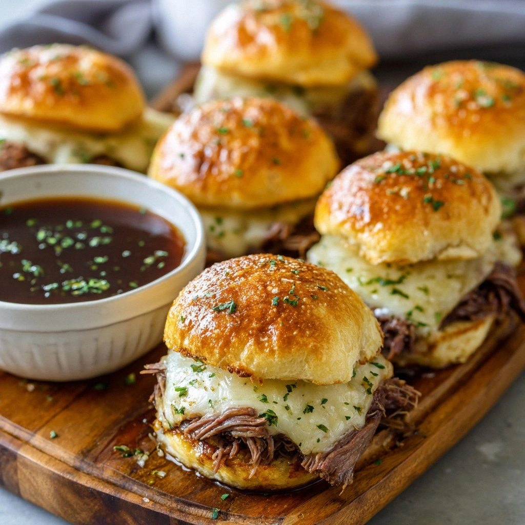 French Dip Sliders : Melty, Sa