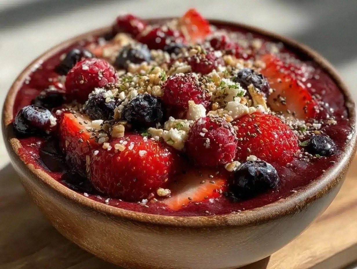 Fresh Açai Bowl Recipe Easy Homemade Juicy Berries Crunchy Granola