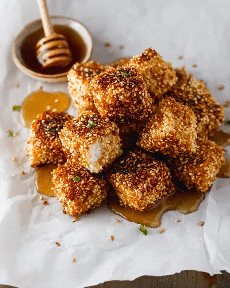 Fried Feta with Honey and Sesa