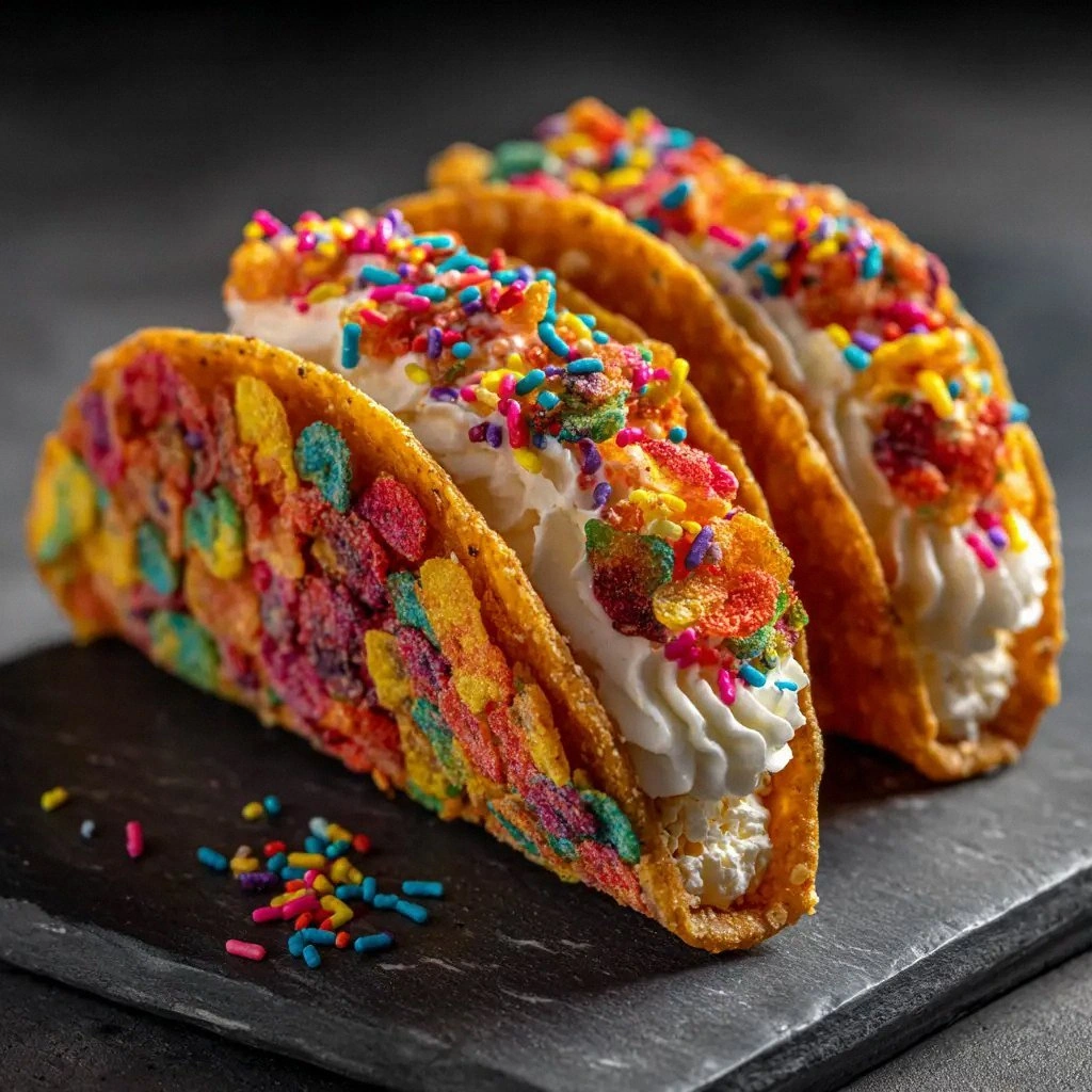 Fruity Pebbles Cheesecake Taco