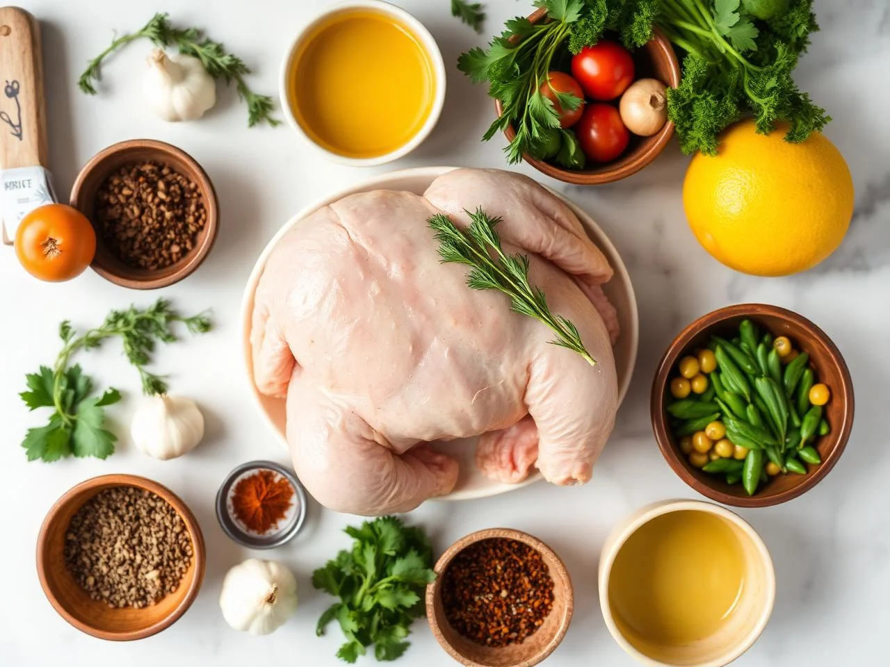 Ingredients for Garlic And Herb Roasted Chicken