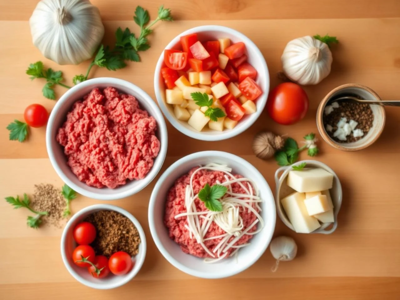 Ingredients for Garlic Beef Patties