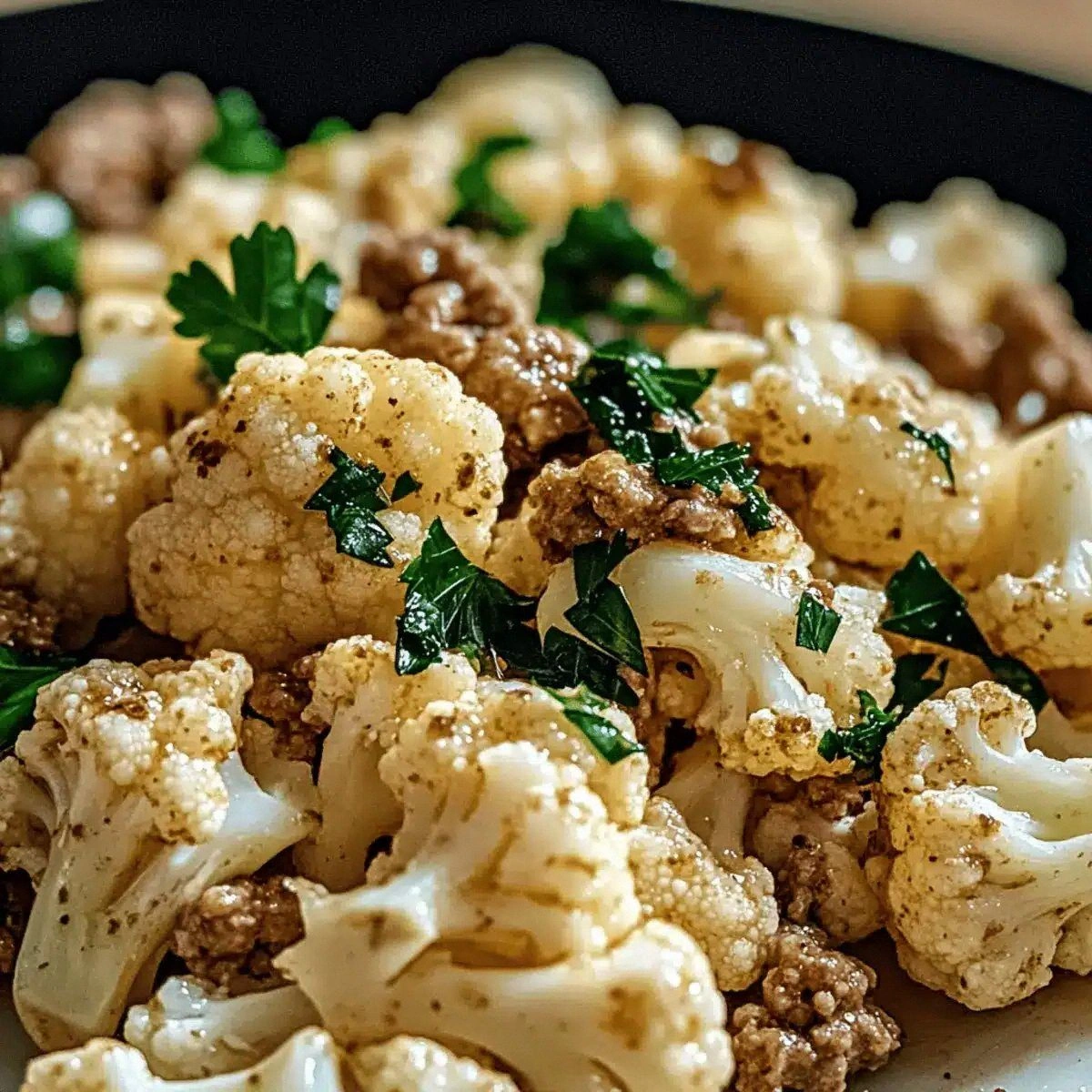 Garlic Butter Ground Turkey with Cauliflower Skillet Delight