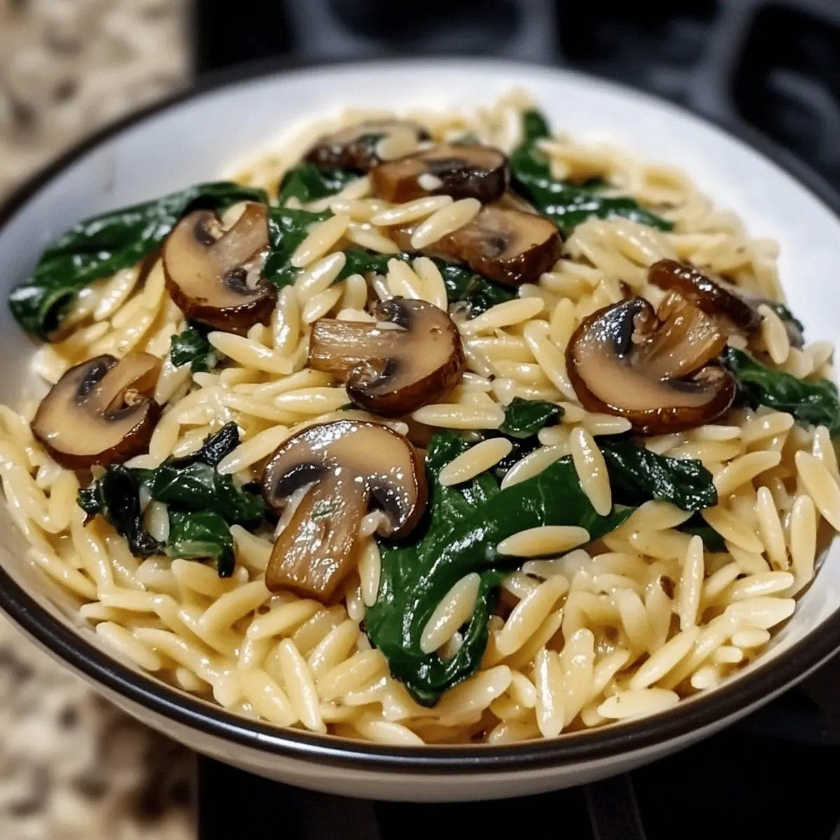 Garlic Butter Orzo with Mushrooms and Spinach: Pure Comfort Food