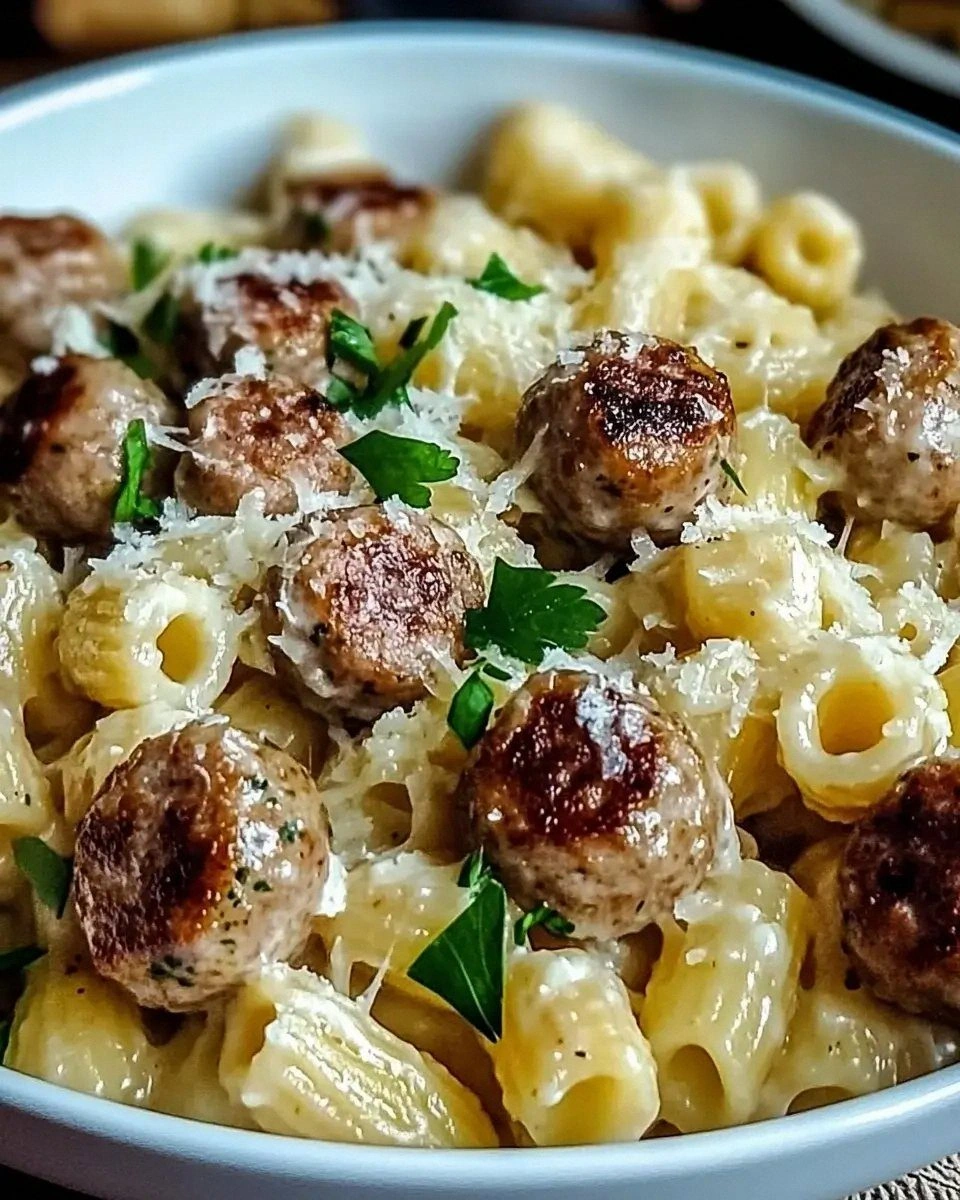 Garlic Butter Sausage Bites with Parmesan Pasta delightfully satisfy!