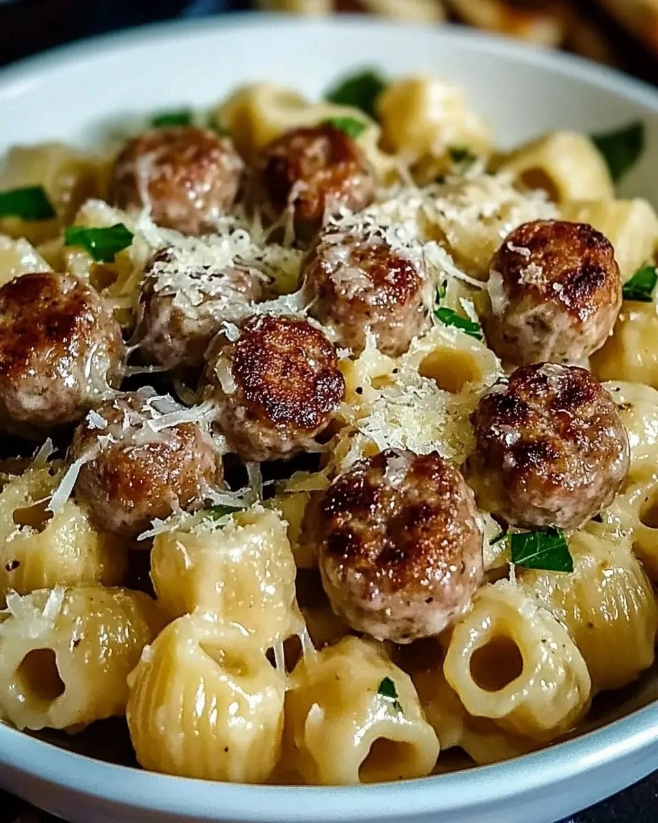 Garlic Butter Sausage Bites with Parmesan Pasta delightfully satisfy!