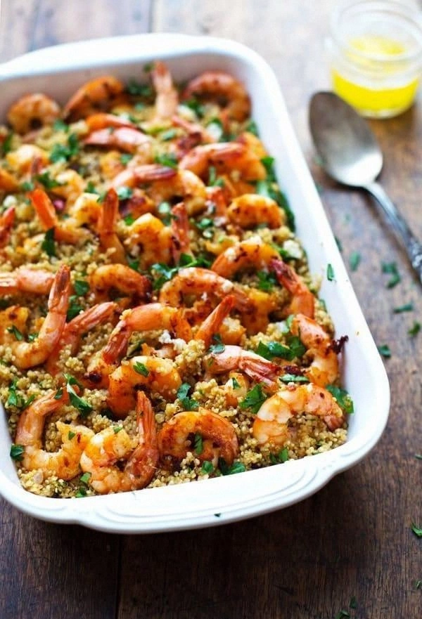 Garlic Butter Shrimp and Quino