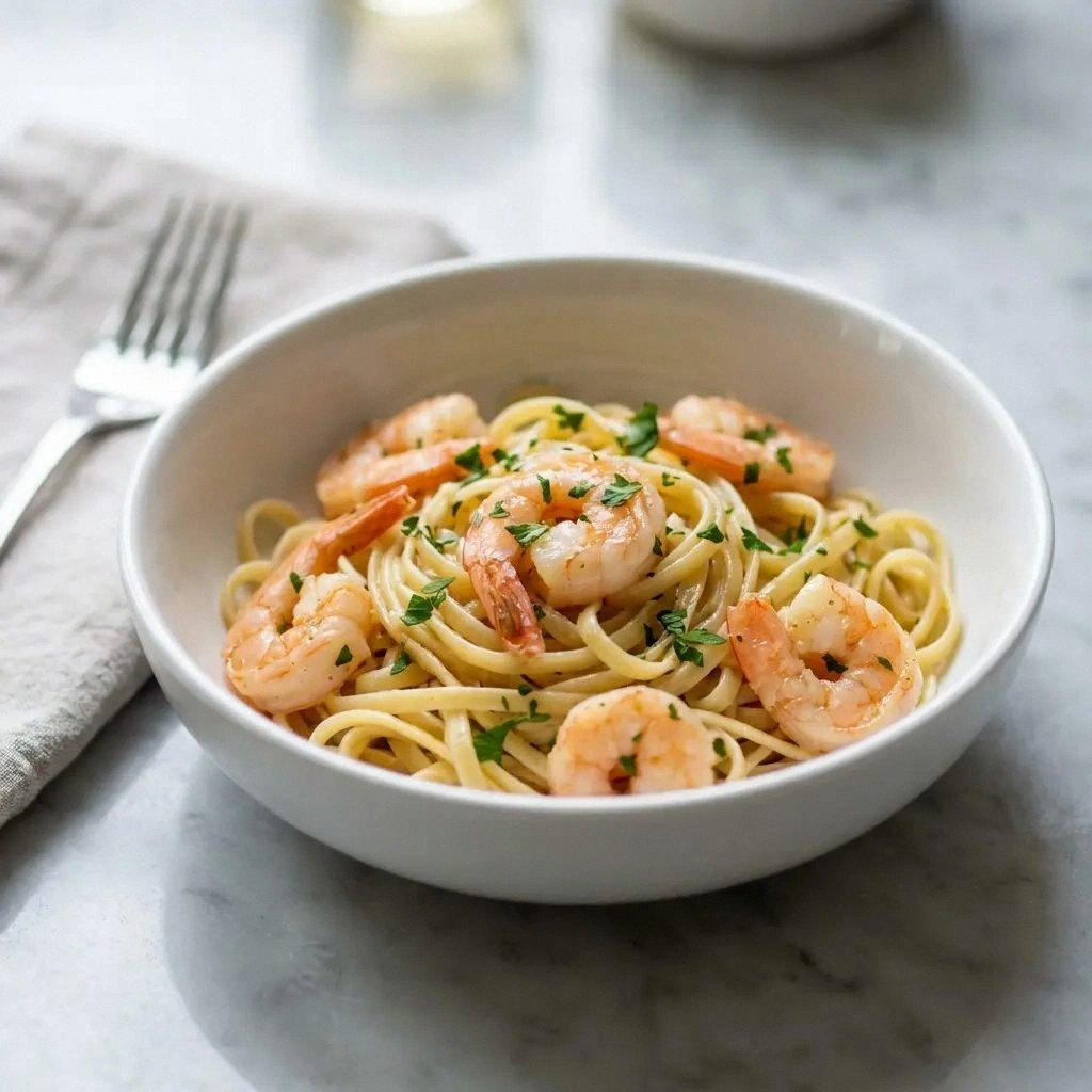 Garlic Butter Shrimp Linguine 